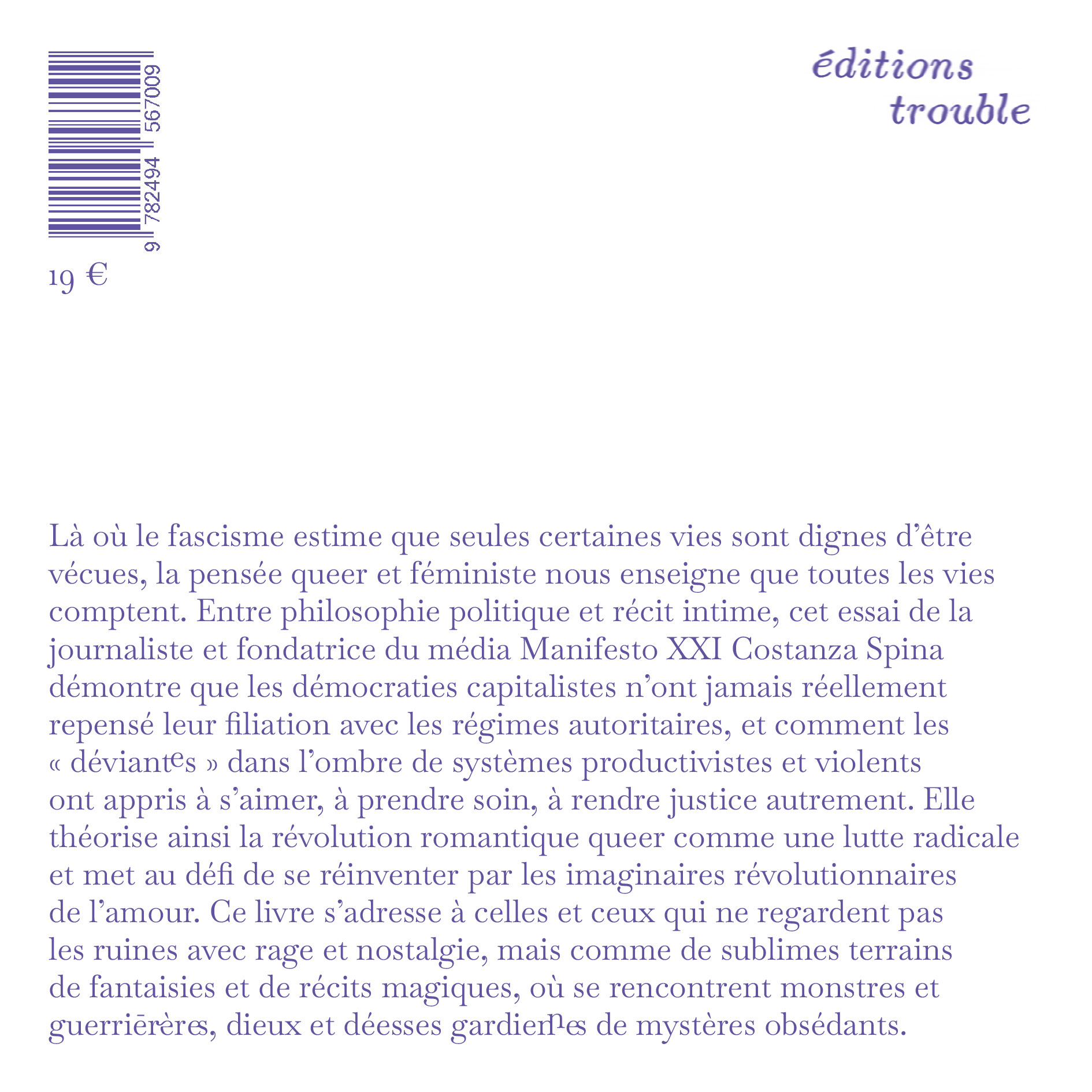 Manifeste pour une démocratie déviante - Costanza SPINA - TROUBLE