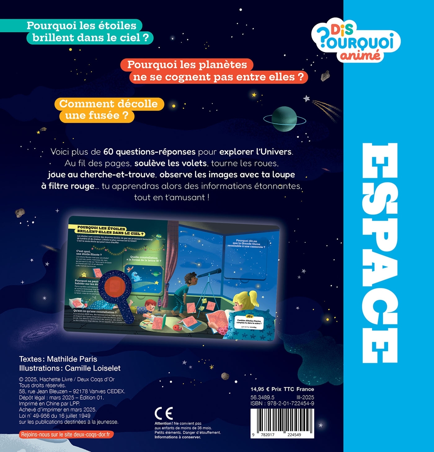 Dis pourquoi animé - l'espace - Mathilde Paris - DEUX COQS D OR