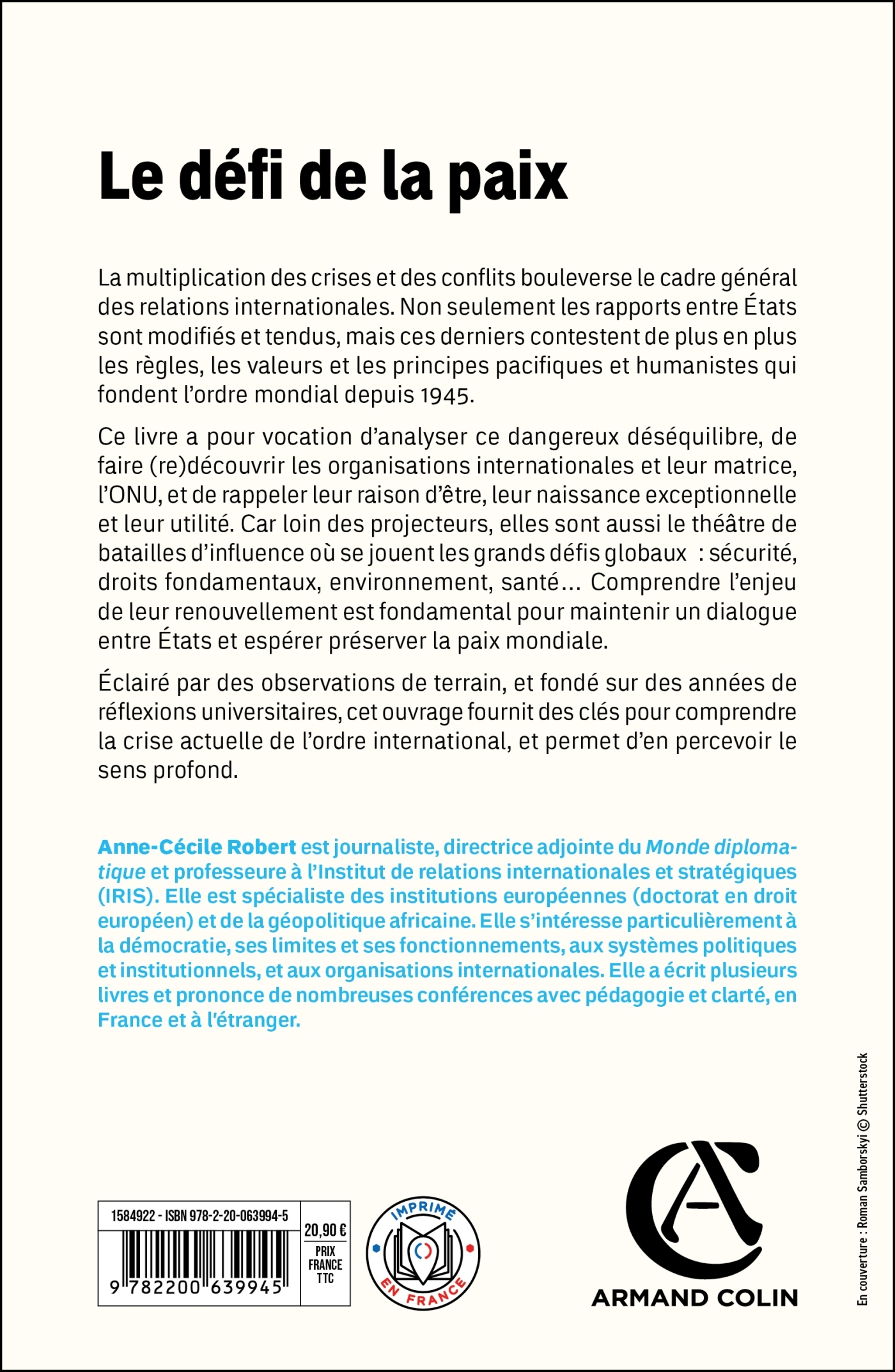 Le défi de la paix - Anne-Cécile ROBERT - ARMAND COLIN