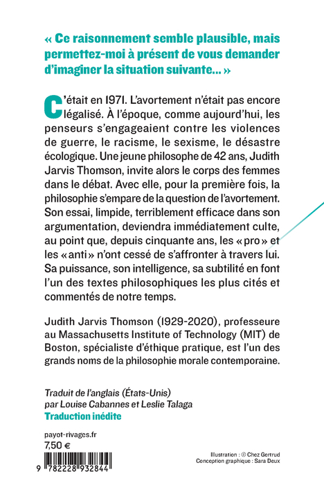 Une défense de l'avortement - Judith Jarvis thomson - PAYOT