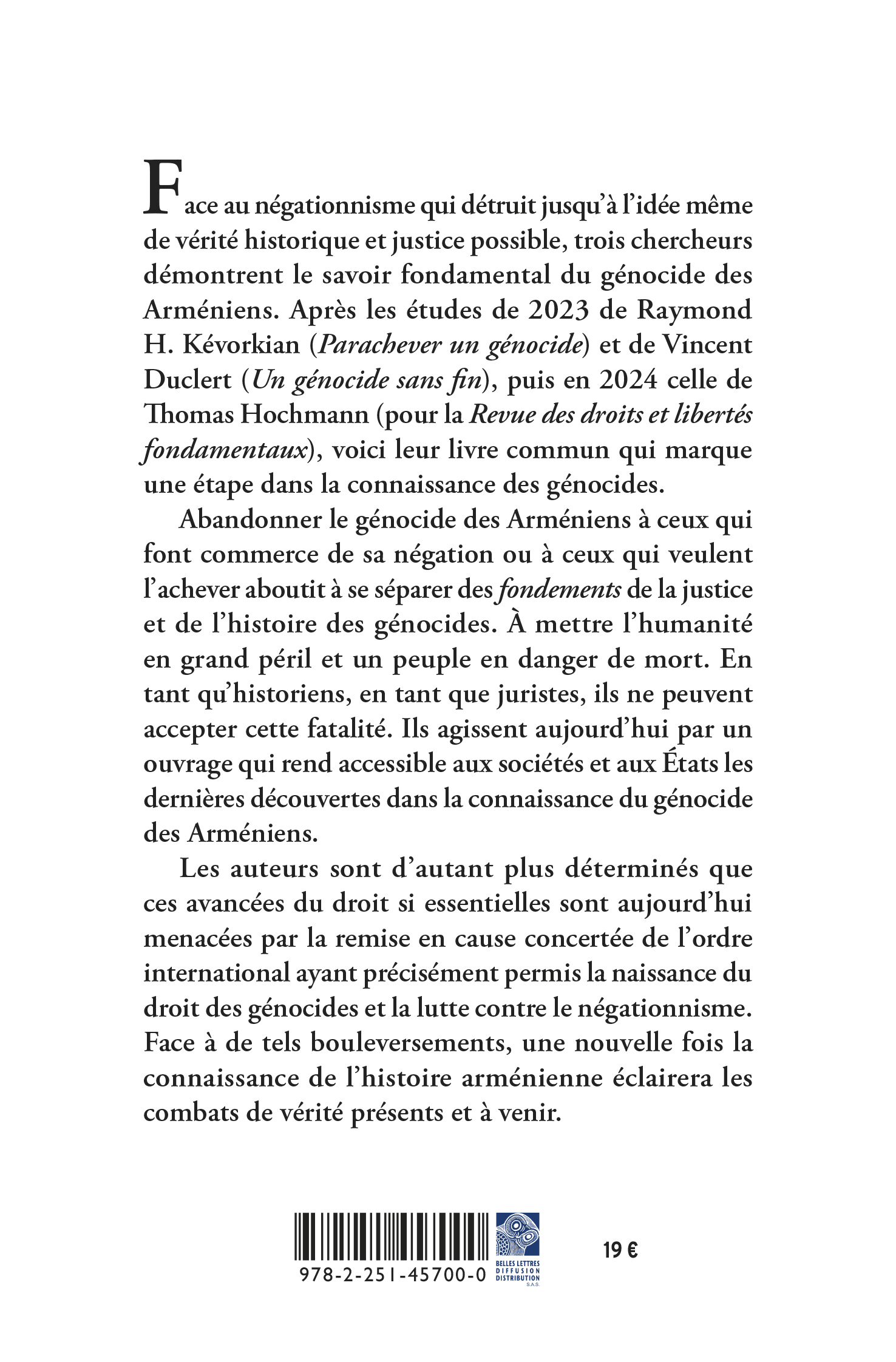 Arménie. Un génocide et la justice - Vincent Duclert, Thomas Hochmann, Raymond H. Kévorkian - BELLES LETTRES