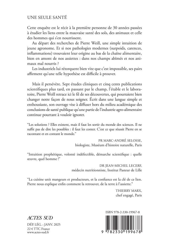 Une seule santé - Pierre  Weill  , Marc-André Selosse - ACTES SUD