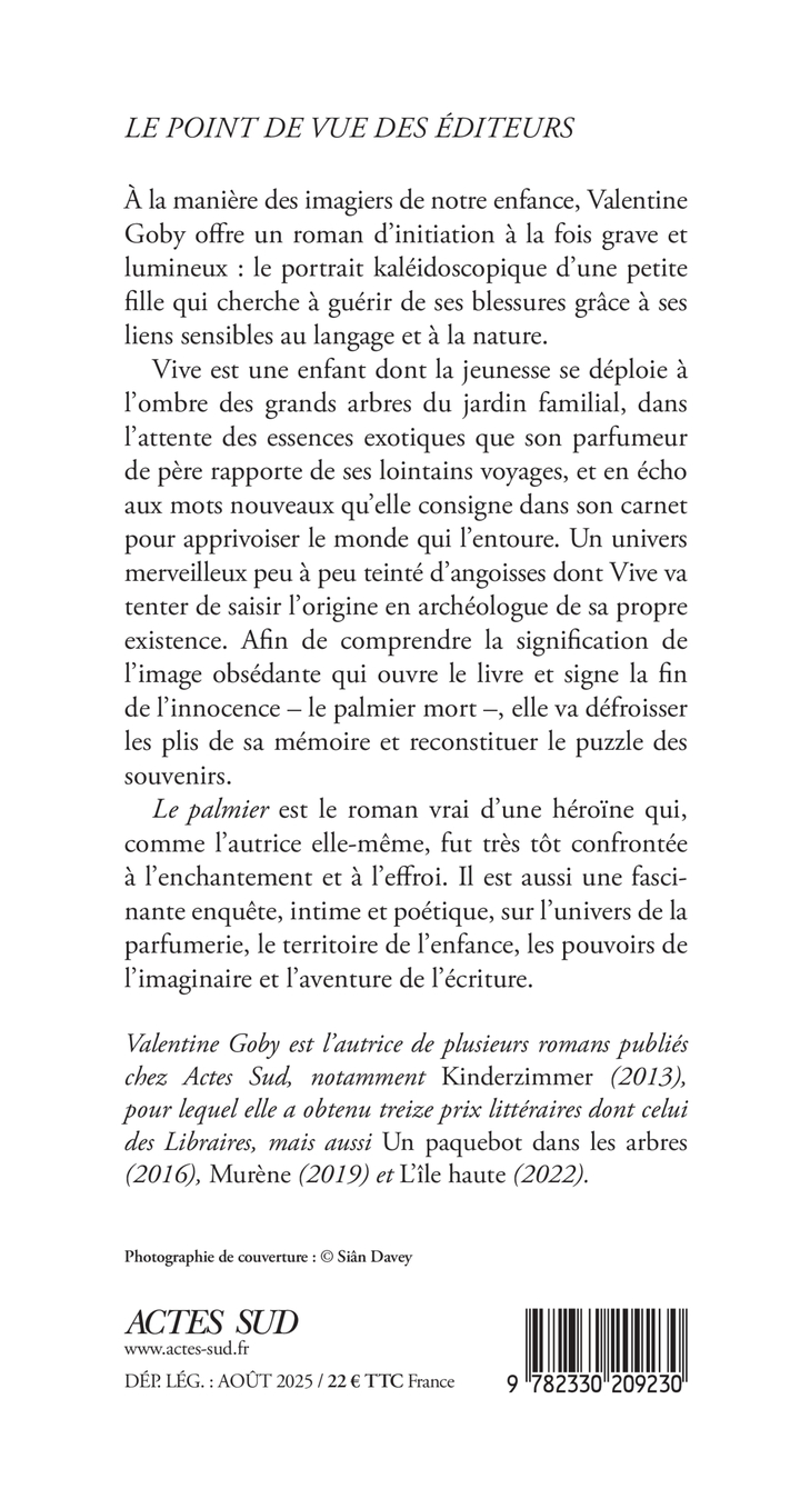 Le palmier - Valentine Goby - ACTES SUD