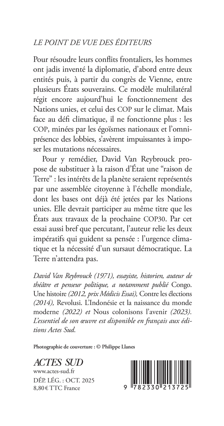 Le monde et la terre - David Van reybrouck - ACTES SUD