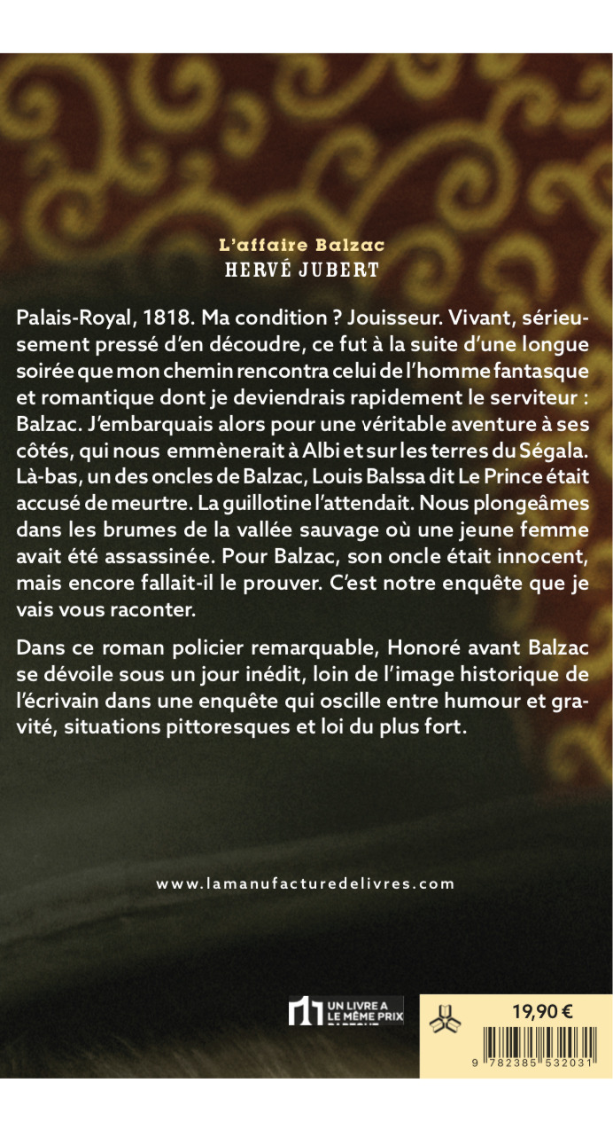 L'affaire Balzac - Hervé Jubert - MANUFACTURE LIV