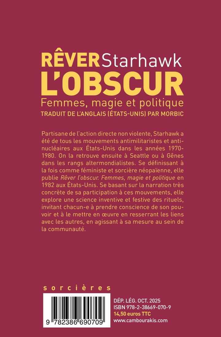 Rêver l'obscur -  Starhawk, Émilie Hache, Nathalie Capiez - CAMBOURAKIS