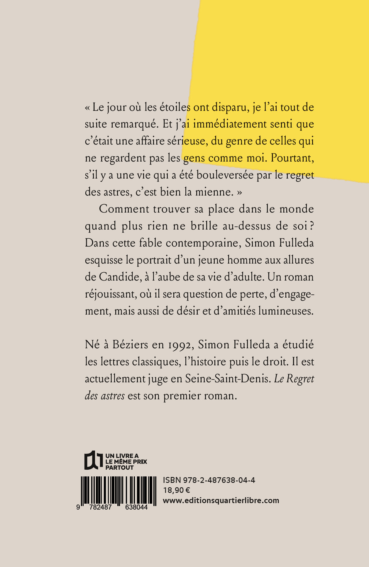 Le regret des astres - Simon FULLEDA - QUARTIER LIBRE