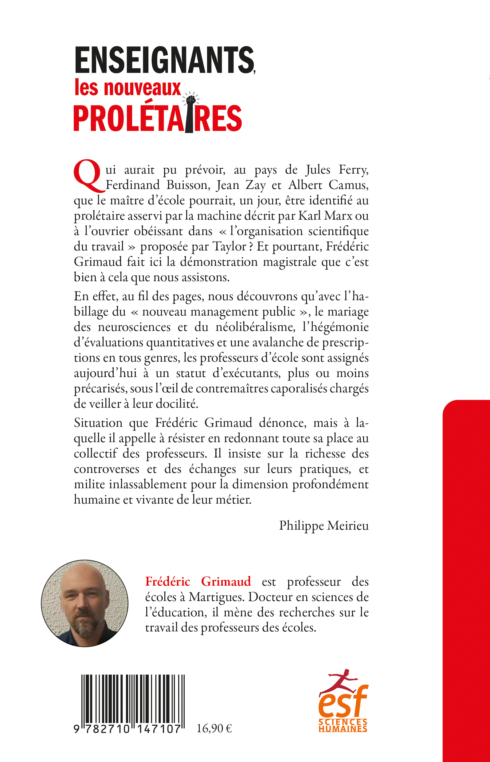 Enseignants, les nouveaux prolétaires - Frédéric Grimaud - ESF