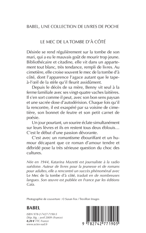 Le Mec de la tombe d'à côté - KATARINA MAZETTI - ACTES SUD