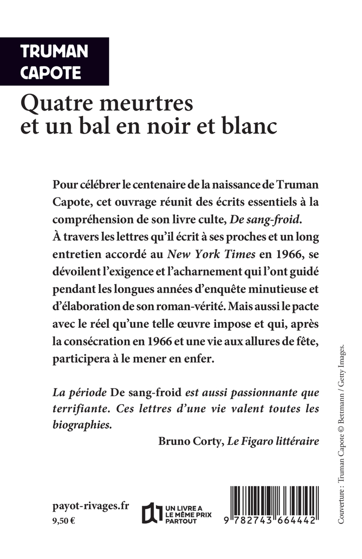 Quatre meurtres et un bal en noir et blanc - George Plimpton, Truman Capote - RIVAGES
