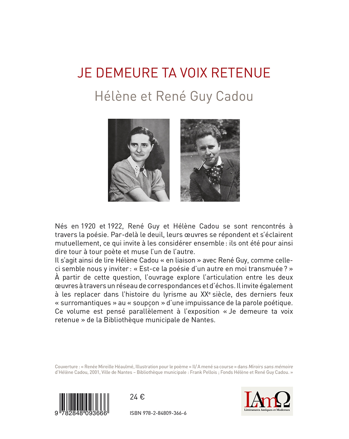 Je demeure ta voix retenue : Hélène et René Guy Cadou - Mathilde LABBÉ,  Collectif - JOCA SERIA