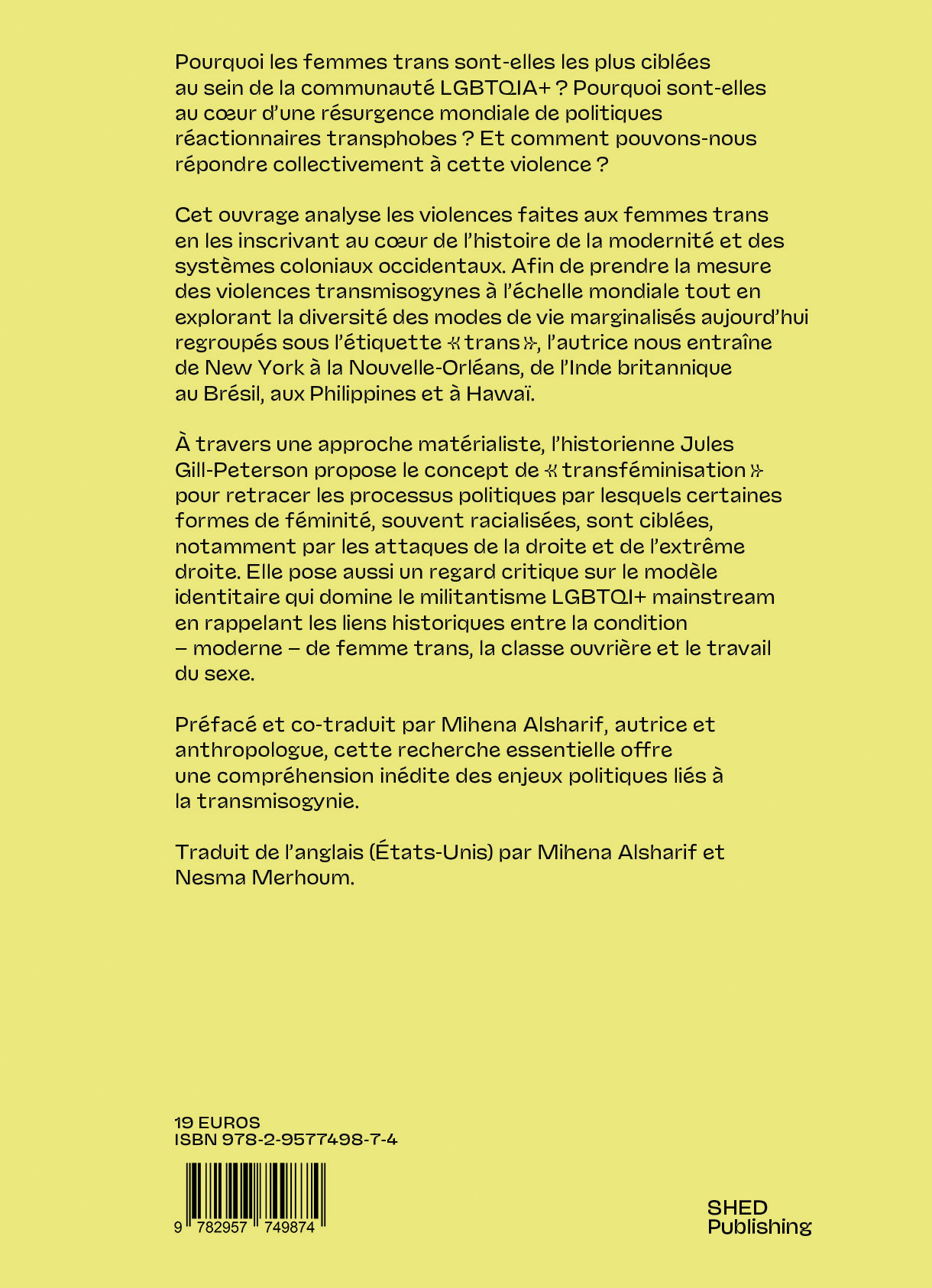 Une brève histoire de la transmisogynie - Jules  Gill-Peterson - SHED PUBLISHING