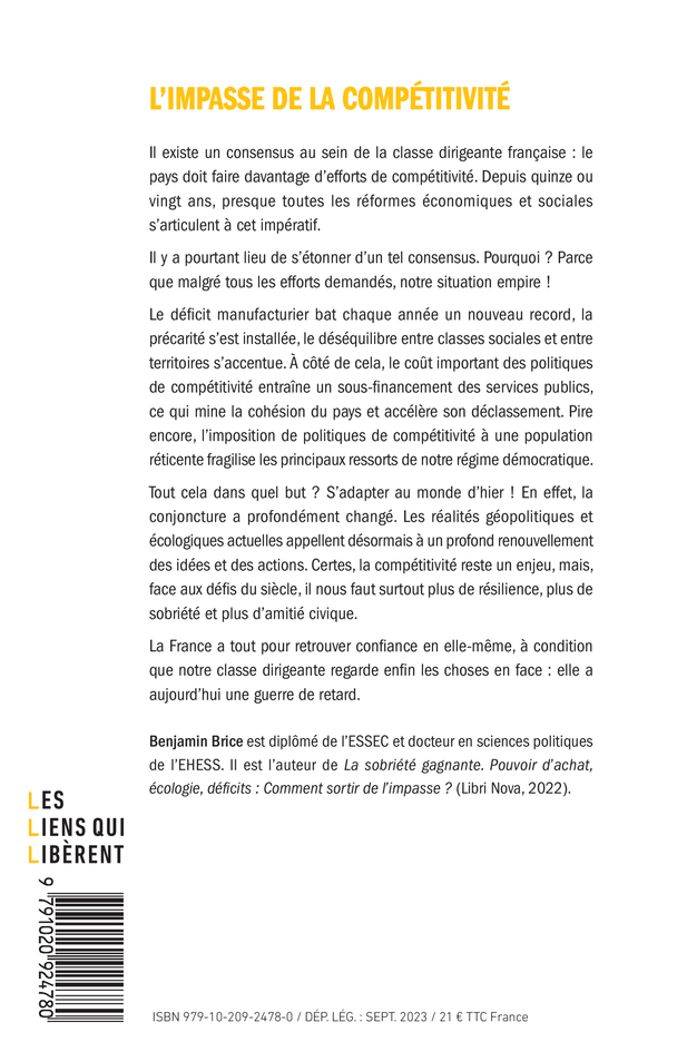 L'impasse de la compétitivité - Benjamin Brice - LIENS LIBERENT