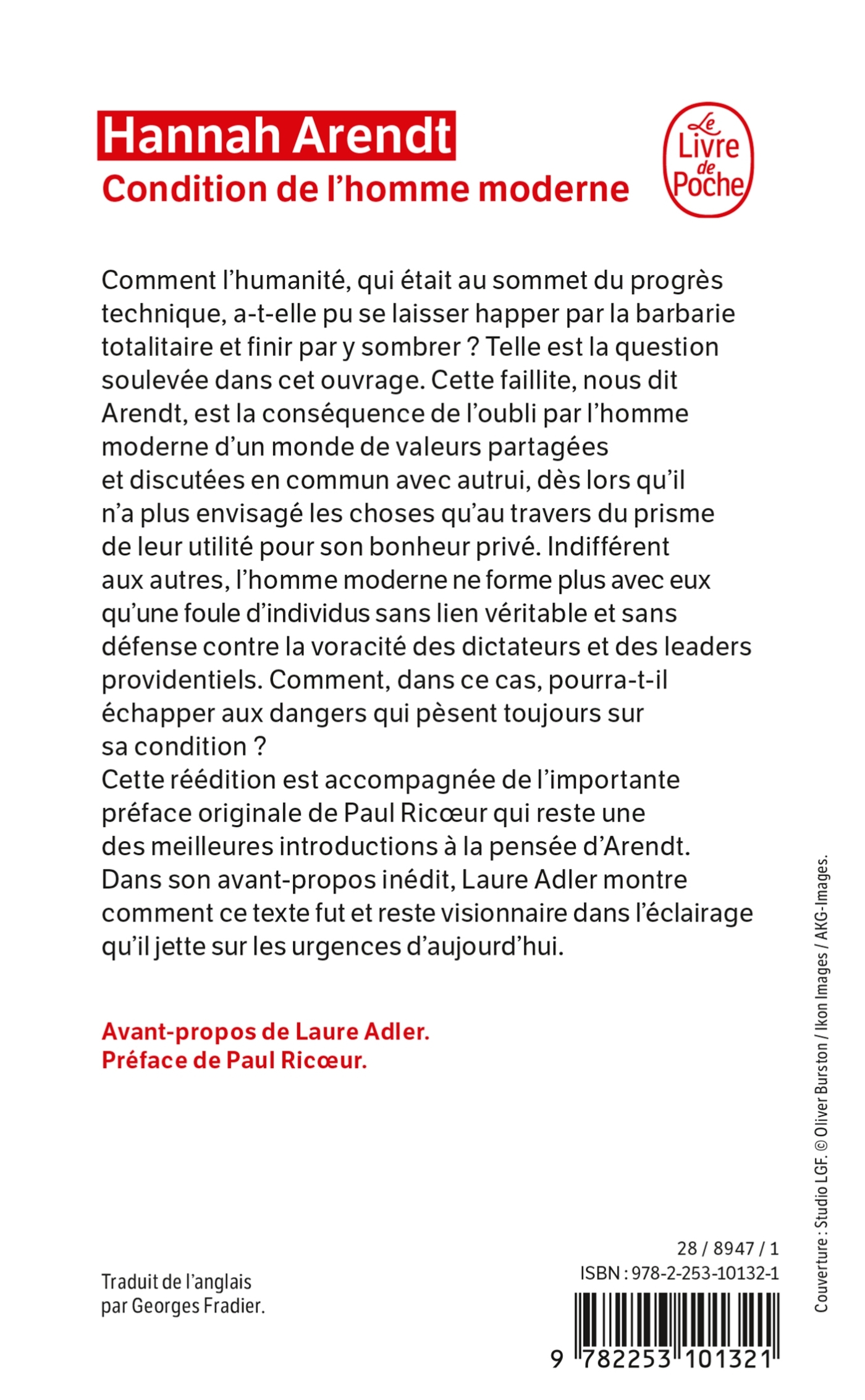 Condition de l'homme moderne - Hannah Arendt - LGF