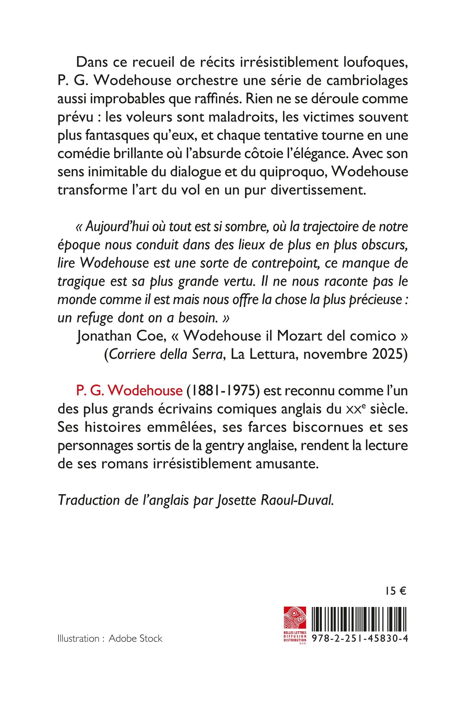 Tous cambrioleurs - Pelham Grenville Wodehouse - BELLES LETTRES