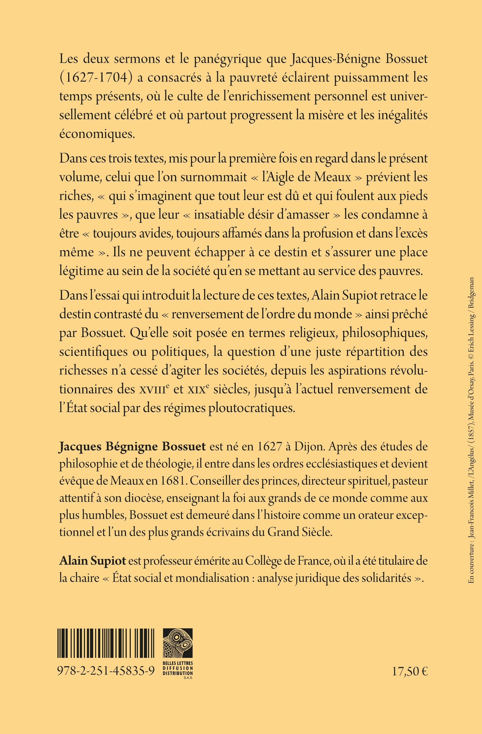 De la dignité des pauvres et des devoirs des riches - Jacques-Bénigne Bossuet, Alain Supiot - BELLES LETTRES