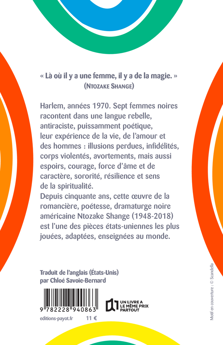 Aux filles de couleur qui ont déjà pensé au suicide / quand l'arc-en-ciel est sufizan - Ntozake Shange - PAYOT