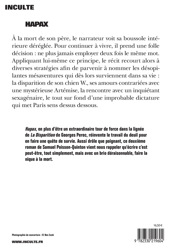 Hapax - Samuel Poisson-Quinton - INCULTE