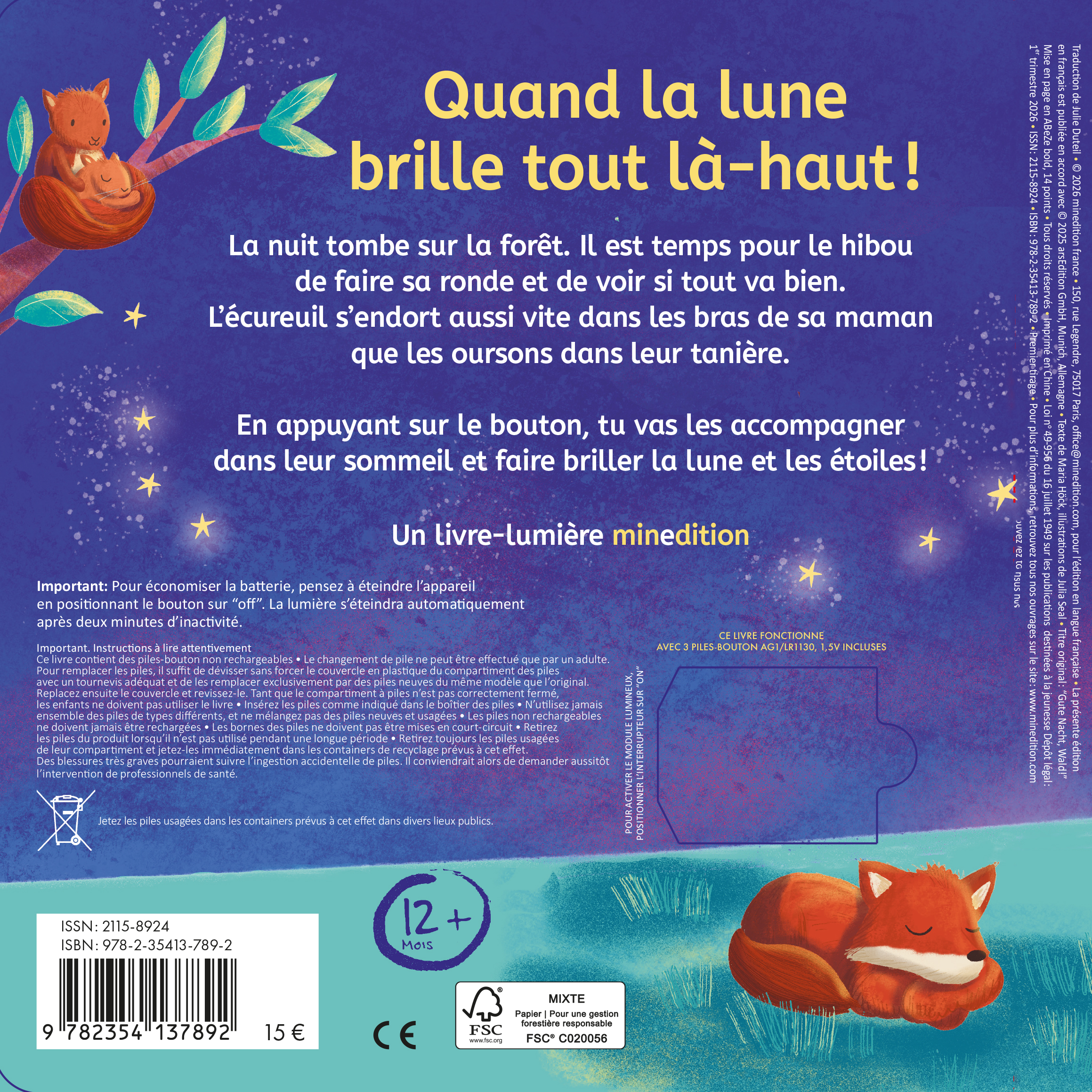 Bonne nuit dans la forêt - Maria HÖCK - MINEDITION