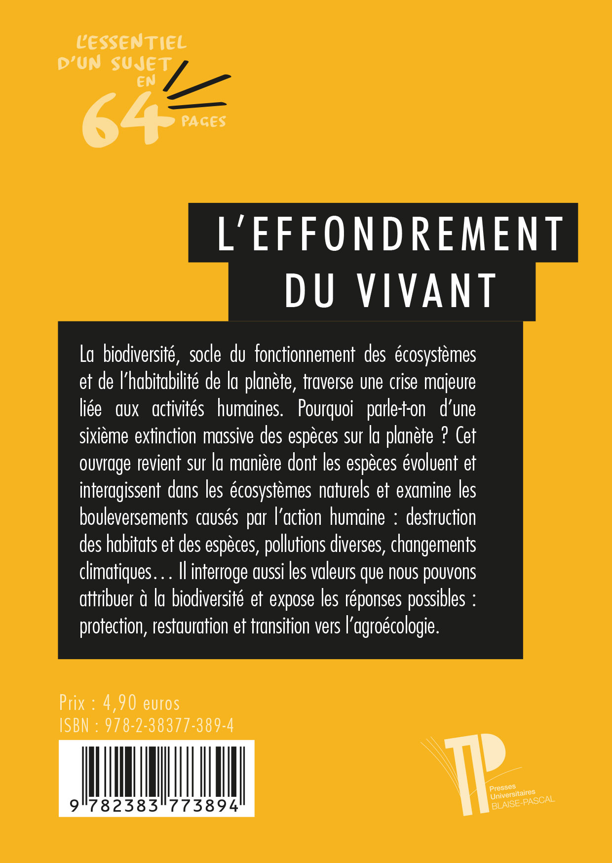 L'effondrement du vivant -  AMBLARD/HERBETTE, Christian Amblard, Stéphane Herbette - PU CLERMONT