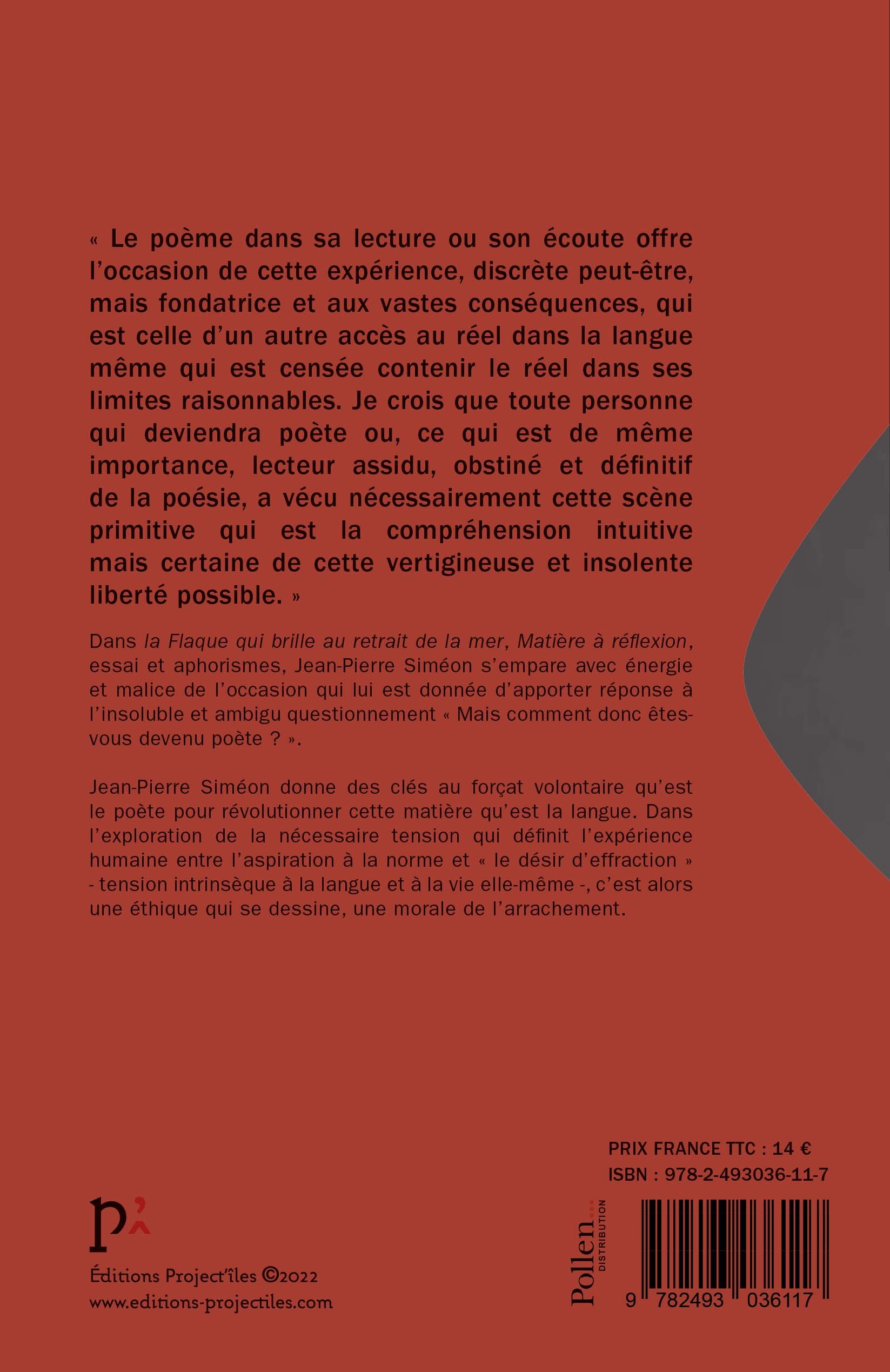 La flaque qui brille au retrait de la mer - Jean-Pierre Siméon - PROJECT ILES