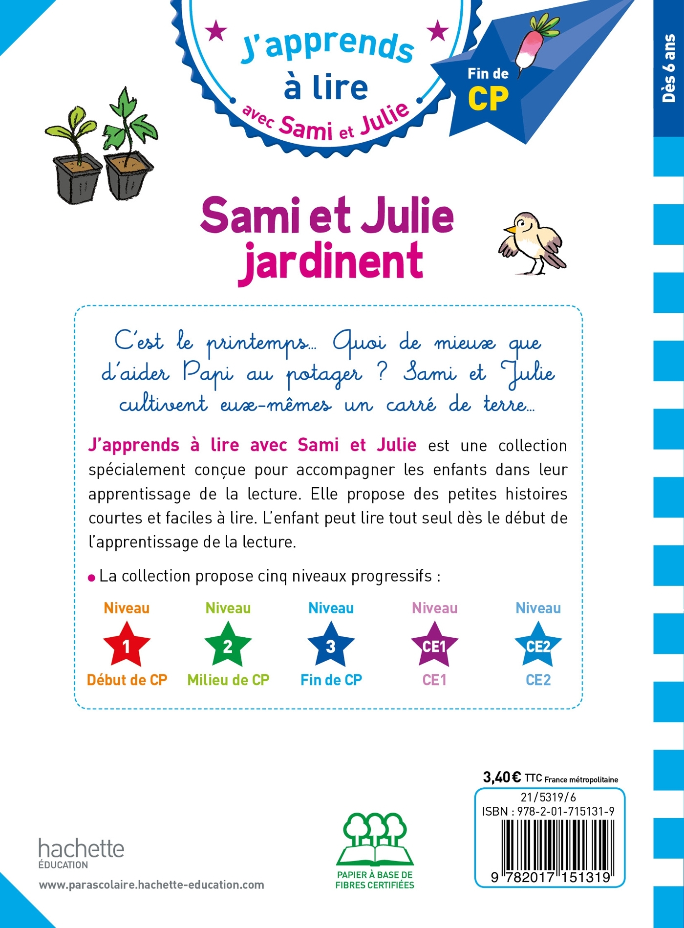 Sami et Julie CP Niveau 3 Sami et Julie jardinent - Emmanuelle Massonaud - HACHETTE EDUC