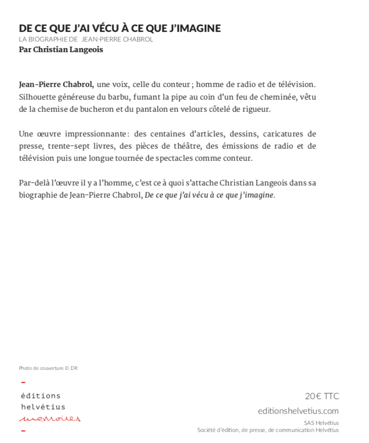 De ce que j'ai vécu à ce que j'imagine - Christian Langeois - HELVETIUS