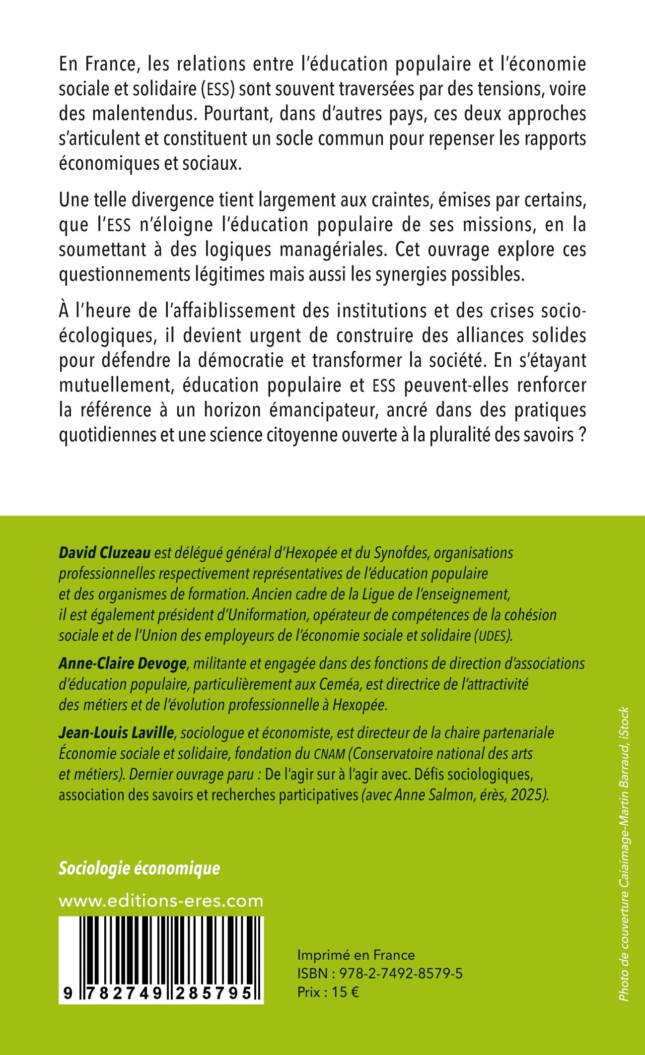 Education populaire & économie sociale et solidaire - Jean-Louis Laville, Anne-Claire Devoge, David Cluzeau - ERES