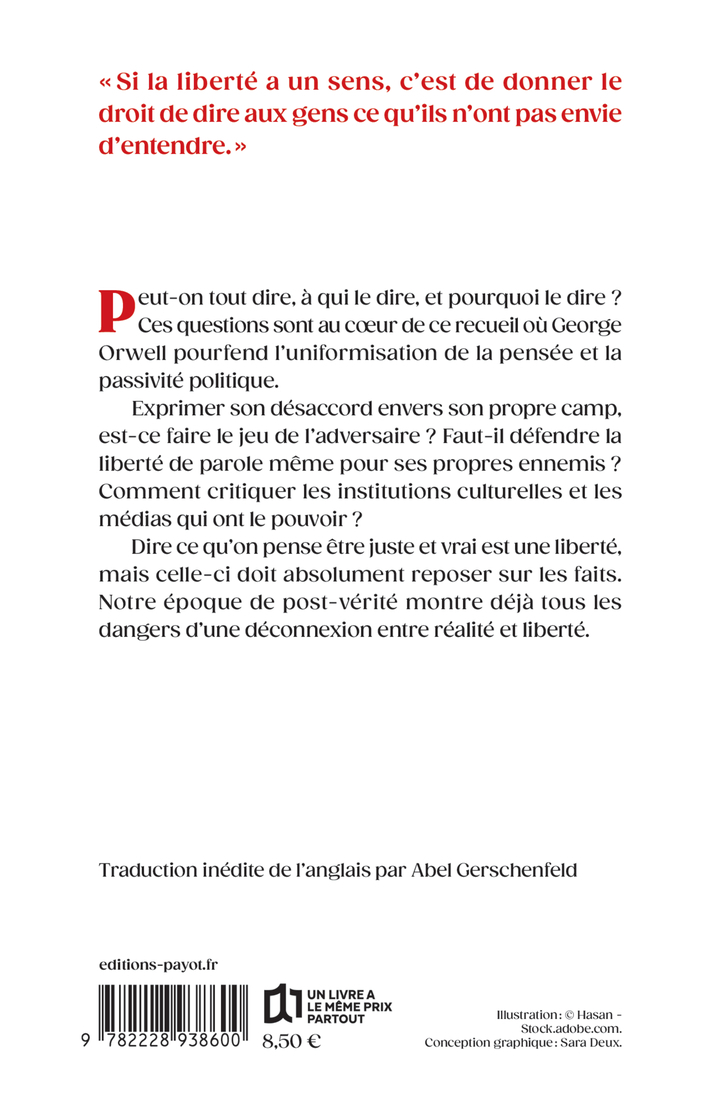 La liberté de parole - George Orwell - PAYOT