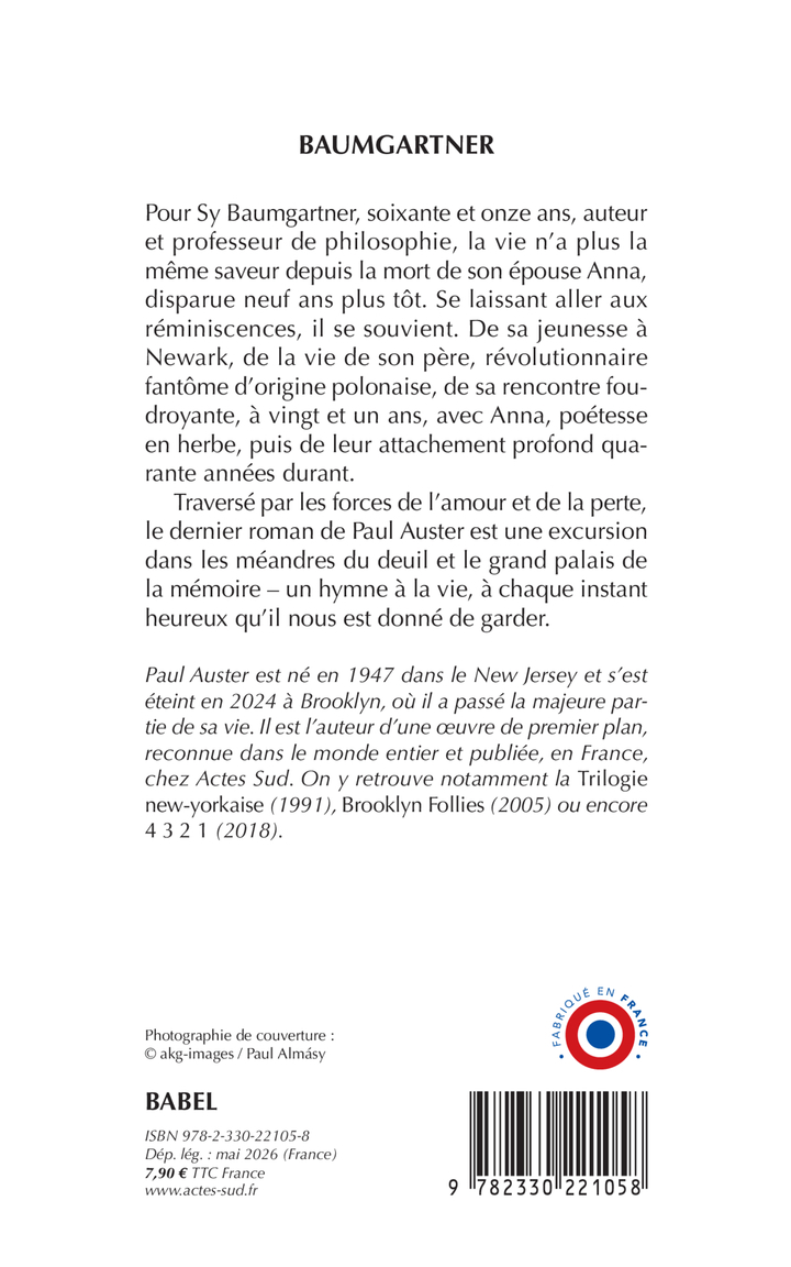 Baumgartner - Paul Auster - ACTES SUD