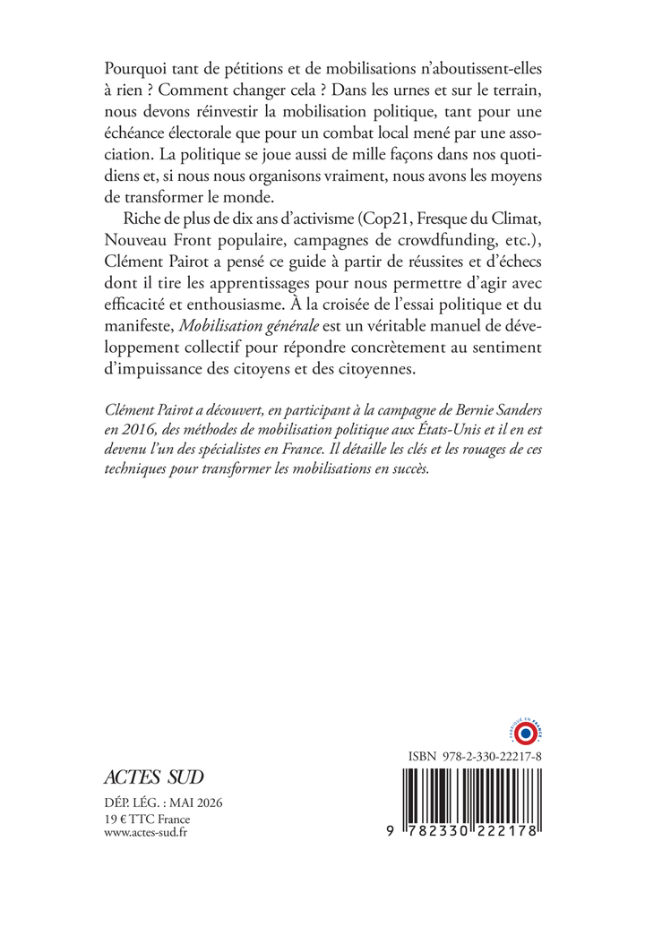Mobilisation générale - Clément Pairot - ACTES SUD