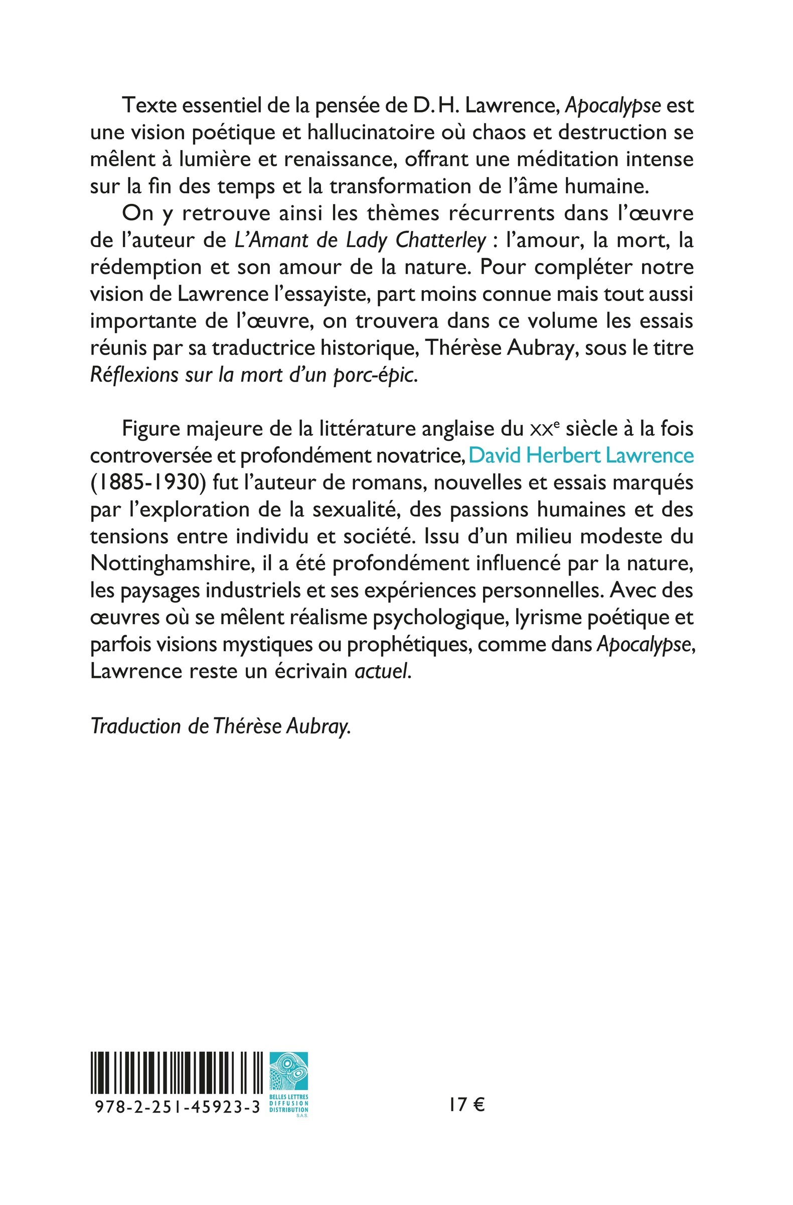 Apocalypse - D.H. Lawrence, Therese Aubray, D. H. Lawrence - BELLES LETTRES
