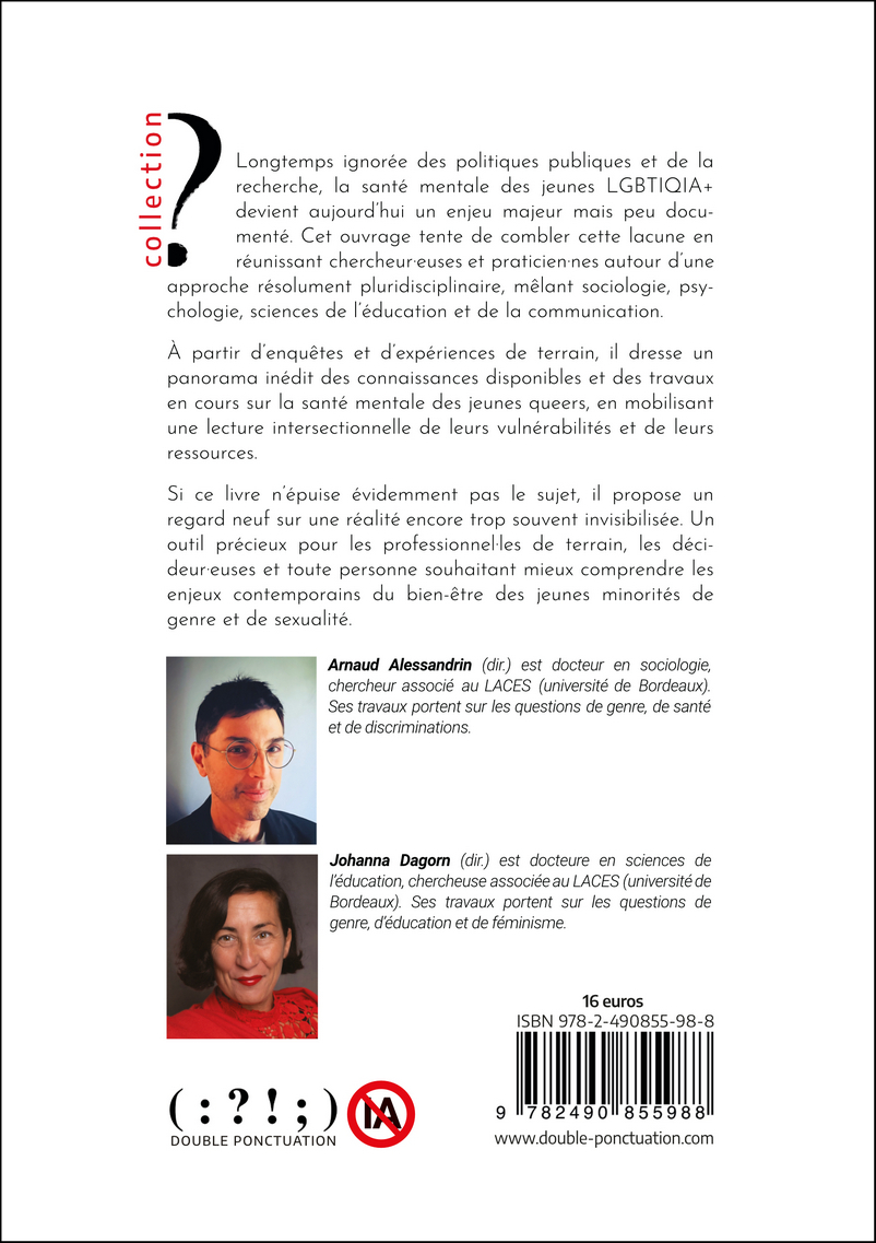 La santé mentale des jeunes queer - Arnaud Alessandrin, Johanna Dagorn - DOUBLE PONCTUAT