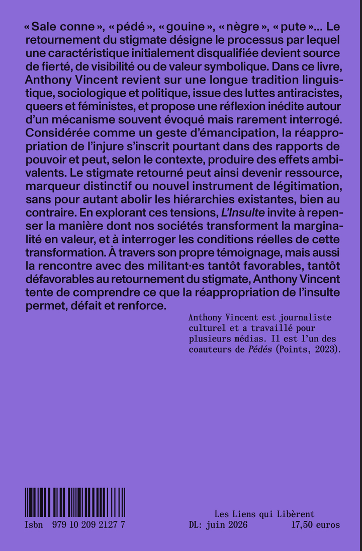 L'insulte : de l'injure à la solidarité - Anthony Vincent - LIENS LIBERENT